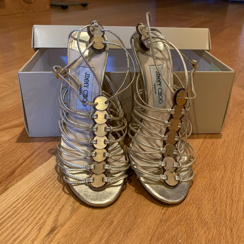 Jimmy Choo gold metallic sandals